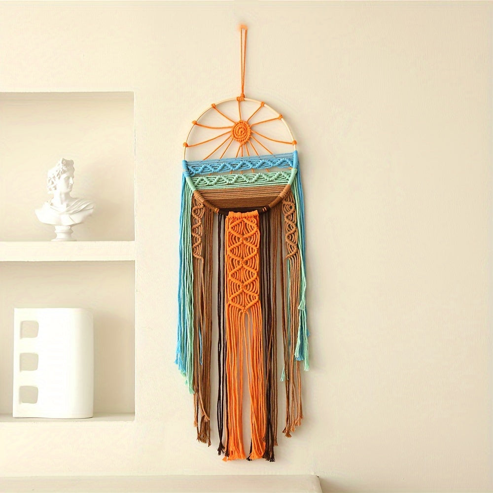 Bohemian Woven Wall Hanging Tapestry Sunrise Sunset Design Boho Wall Decor for Living Room Bedroom Wedding Valentine's Day Thanksgiving Home Decor Woven Tapestry Wall Art Aesthetic Room Decor Gift