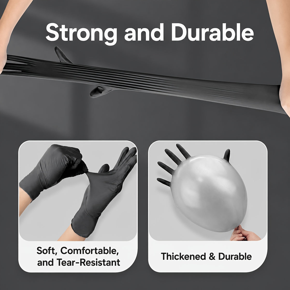 300 Pcs Black Nitrile Disposable Gloves Thickened High-Density S M L XL for Kitchen Cleaning Tattoo Beauty Salon