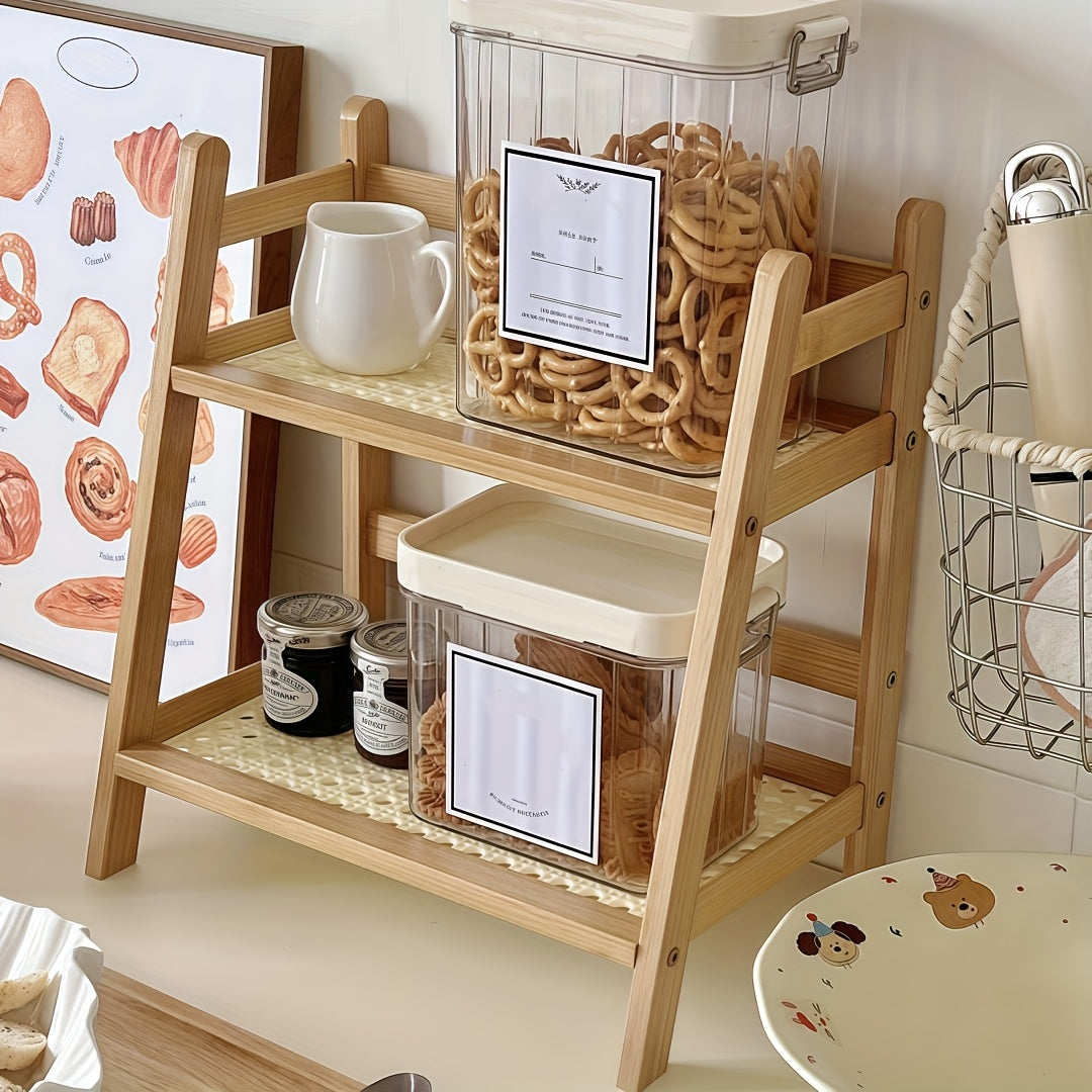 Japanese Natural Wood 2-Tier Cup Rack | Countertop Mug Organizer for Kitchen Living Room Coffee Bar