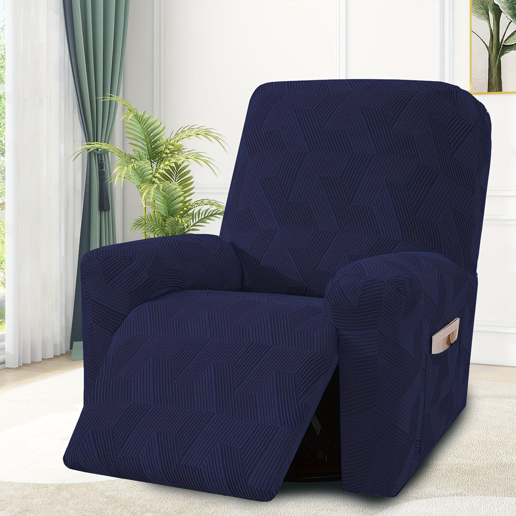 1 Seat Sofa Slipcover Stretch Recliner Cover Elastic Armchair Slipcover Washable Spandex Couch Cover with Pocket for Living Room Office Home - 5 Colors Dark Gray Beige Coffee Green Navy Blue