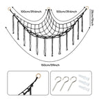 Stuffed Animal Storage Hammock with Star Lights – Corner Mesh Toy Organizer with Hooks for Kids Room, Bedroom & Nursery | White, Black & Pink