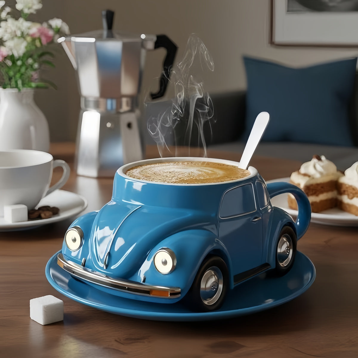 Vintage Car Shaped Resin Mug Ornament, Retro Classic Auto Coffee Cup Sculpture for Desktop, Office & Car Dashboard Decor, Unique Collectible Gift for Car Enthusiasts in 8 Colors