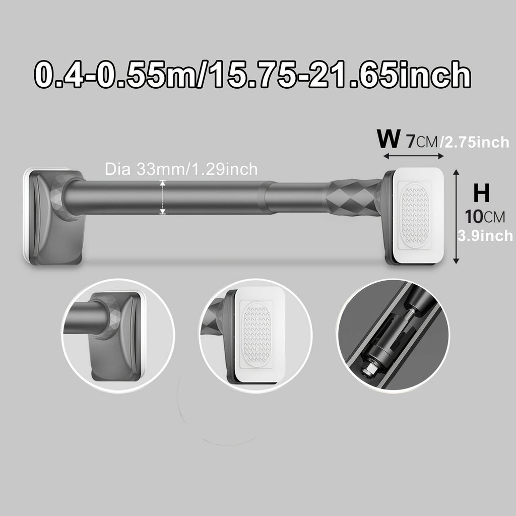 No Drill Telescopic Curtain Rod Adjustable 15.75-196.85in 33mm Extendable Shower Curtain Rod for Large Windows Anti-Slip No Screws