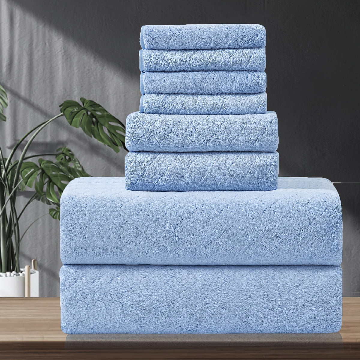 8 Piece Bath Towel Set Oversized – 2 Extra Large Bath Sheets, 2 Hand Towels, 4 Washcloths – Soft, Highly Absorbent, Quick Dry Shower Towels for Bathroom, Hotel, Spa & Beach