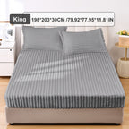Fuzzy Fleece Fitted Sheet Plush Warm Winter Bedding Stripe Rabbit Fur Soft Thickened Bed Cover Machine Washable Twin Queen King Dark Gray Beige Space Gray