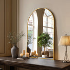 Arched Bathroom Mirror Wall Mounted Metal Frame Vanity Makeup Mirror in Gold or Black – 22x30, 24x36, 26x38 Inch for Bathroom Bedroom Entryway & Living Room