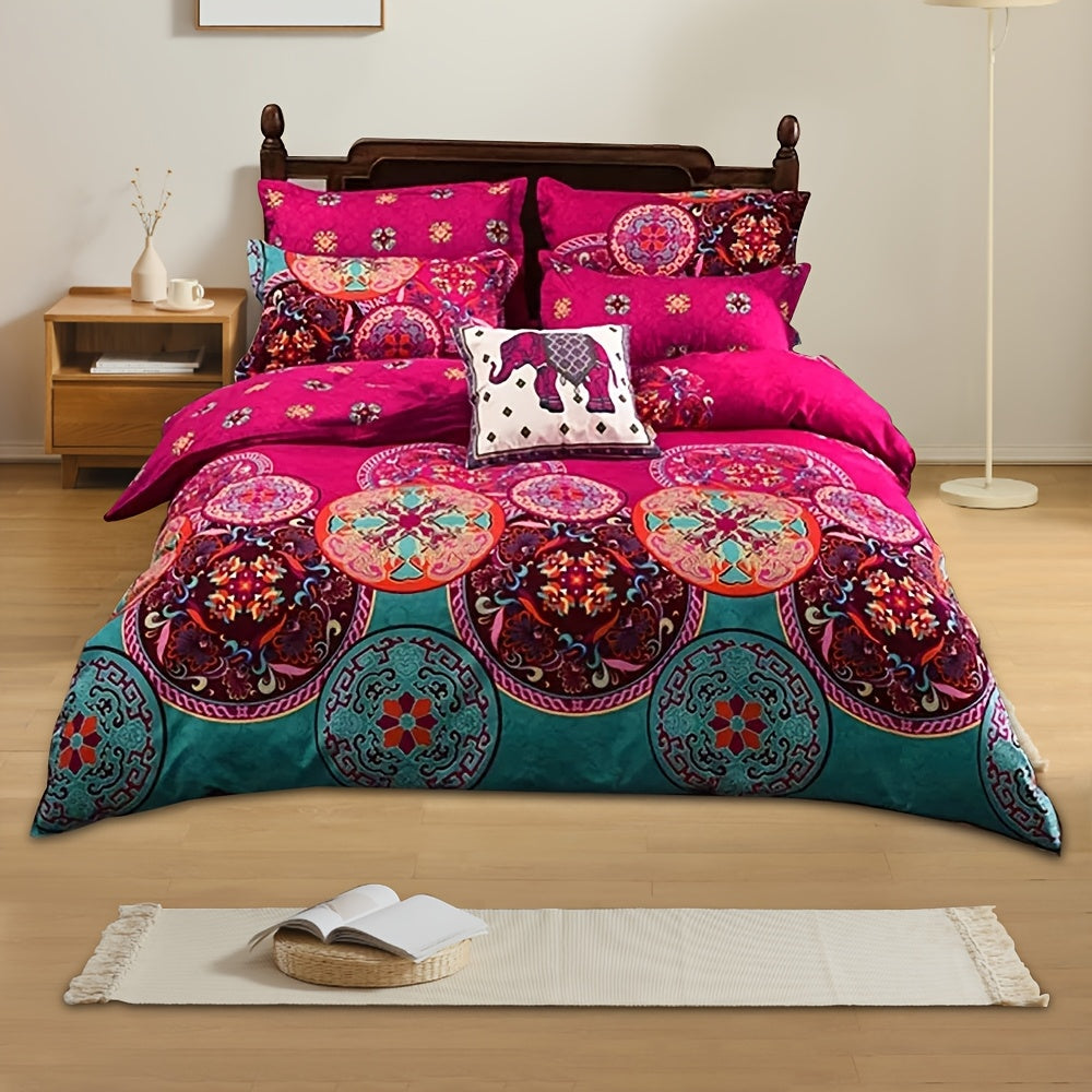 Bohemian Print Quilt Set 2/3pcs - Soft Microfiber Lightweight All-Season Bedding for Double Bed Large and Extra Large Perfect Gift for Valentine's Day Wedding and Girls