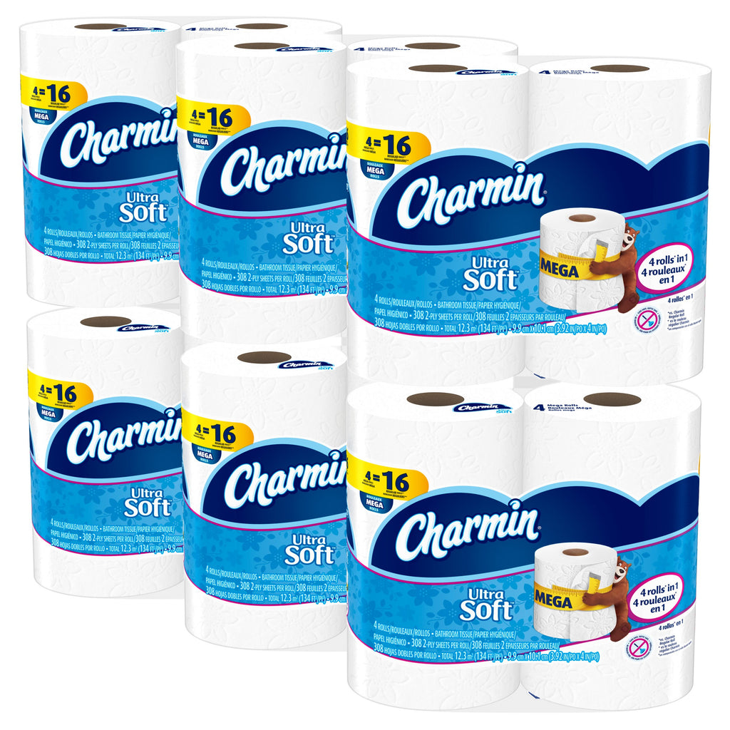 Ultra Soft Mega Roll Toilet Paper 200 Sheets – Available in 6 & 16 Count, Double & Mega Rolls, Cushiony Thick 2-Ply Bath Tissue for the Whole Family