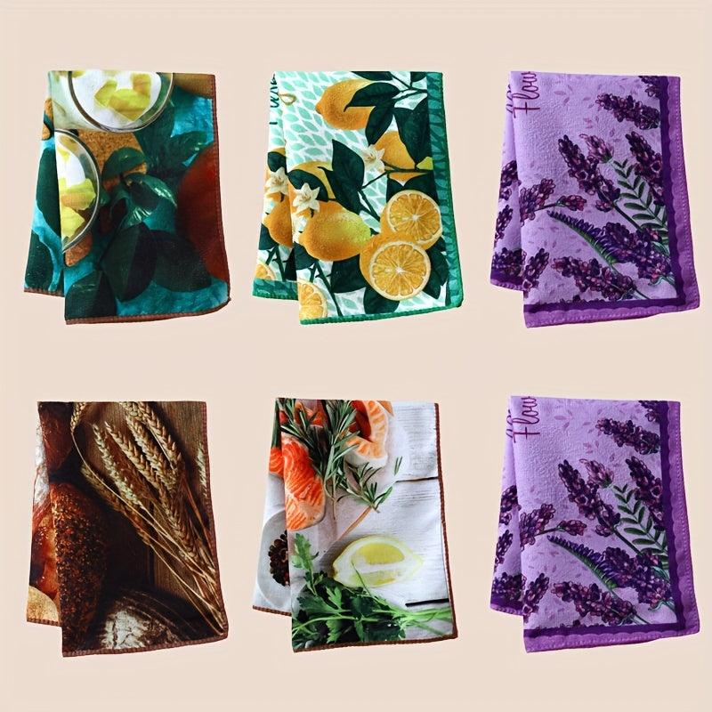 Kitchen Hand Towels Set 6 Pieces – Colorful Printed Tea Towels, Soft Absorbent Holiday Kitchen Cloths for Kitchen Decor & Cleaning