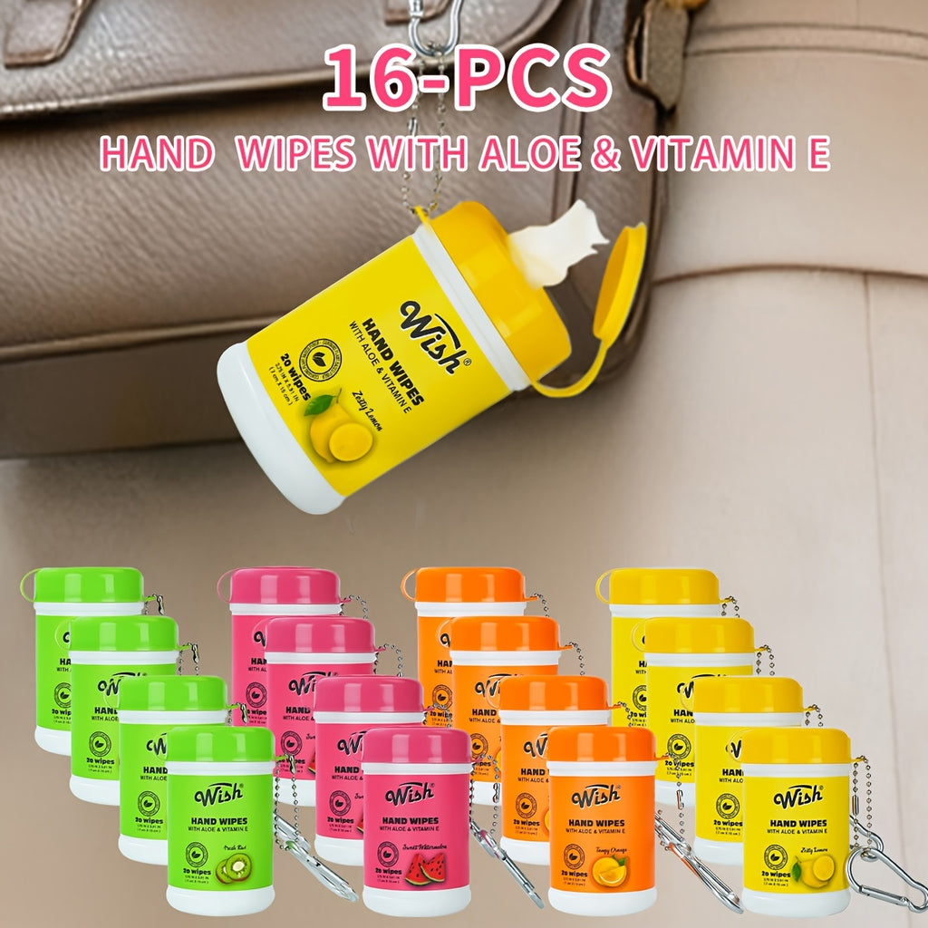 Mini Travel Hand Wipes 4-16 Pack Assorted Scents - Portable Pocket Wet Wipes for Travel Outdoor Picnic Kitchen & Bathroom 80-320 Sheets