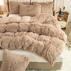 Plush Duvet Cover Set 3 Piece Ultra-Soft Warm Comforter Cover Twin Full Queen King 8 Colors for Bedroom Guest Room Dorm