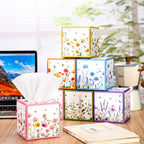 Cube Box Facial Tissues 12 Pack 600 Sheets 3-Ply Spring Floral Design Bulk Tissue Boxes for Bedroom Car Office Home – Small Square Face Tissue Cubes