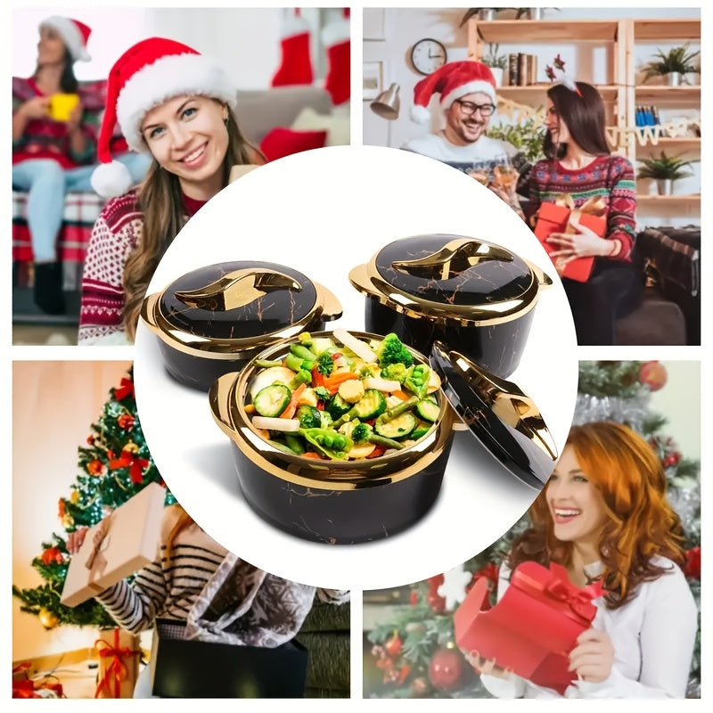 Insulated Thermal Casserole Dish Set with Lids 3-Piece – Stainless Steel Hot & Cold Food Warmer for Buffets, Hot Pot, Family Gatherings & Potlucks – 5 Colors