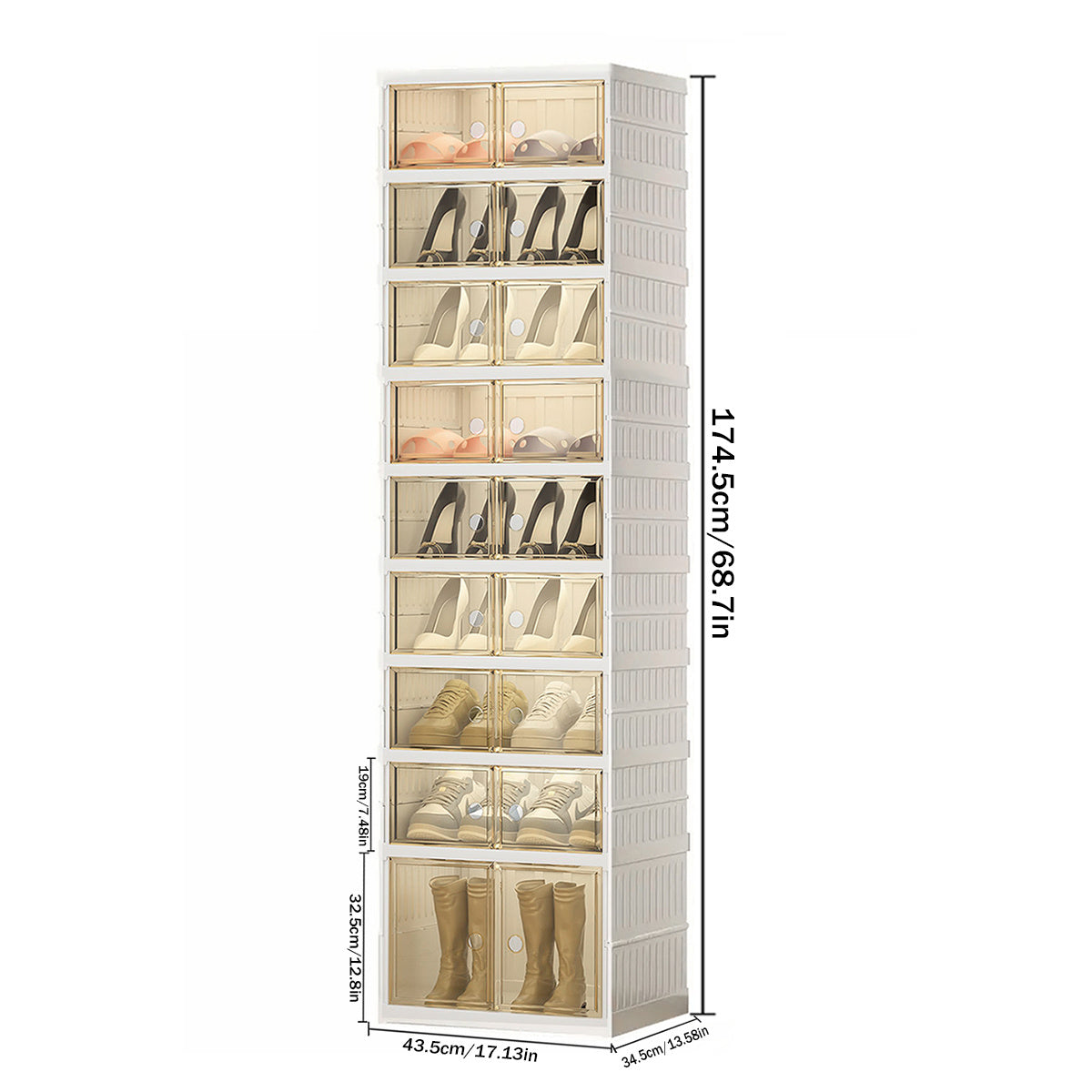 Shoe Rack with Clear Shoe Boxes 3 6 9 Tier Foldable Stackable Plastic Organizer for Closet Entryway Bedroom – Holds 6 12 or 18 Pairs