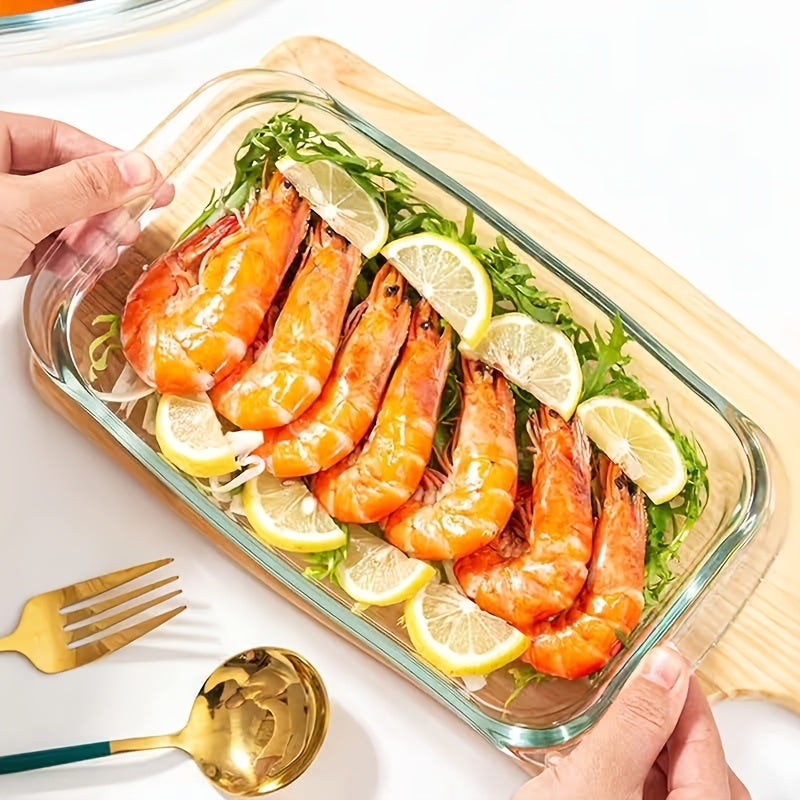 Glass Baking Dish with Lid 1.9Qt – Borosilicate Rectangular Toast Pan, Oven & Microwave Safe, Stackable Airtight Container for Bread & Cakes (1 or 2pcs)