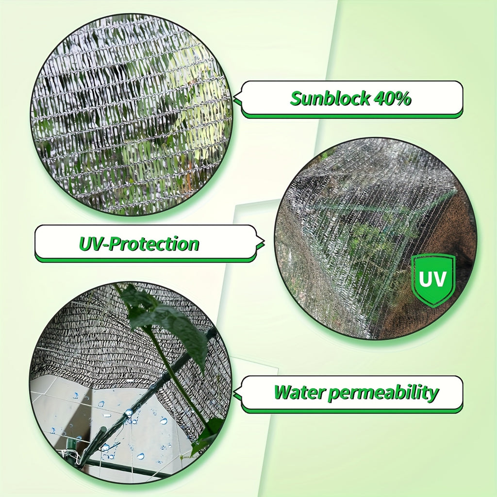 40% Shade Cloth with Grommets for Greenhouse, Garden & Pergola – Mesh Sunshade Netting for Plant Heat Protection, Chicken Coops & Outdoor Patios