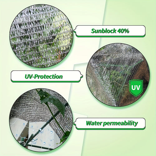 40% Shade Cloth with Grommets for Greenhouse, Garden & Pergola – Mesh Sunshade Netting for Plant Heat Protection, Chicken Coops & Outdoor Patios