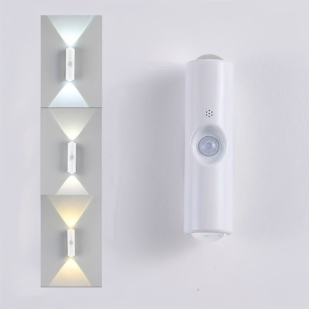 Motion Sensor LED Night Light Auto On Off Dimmable RGB 3 Color Temperatures USB Battery Powered for Bedroom Hallway Stairs 2 & 4 Pack