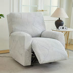 Stretch Jacquard Recliner Cover Large Leaf Pattern Armchair Slipcover Furniture Protector for Living Room Bedroom Office Single Seat Sofa Chair Cover Green Gray Blue