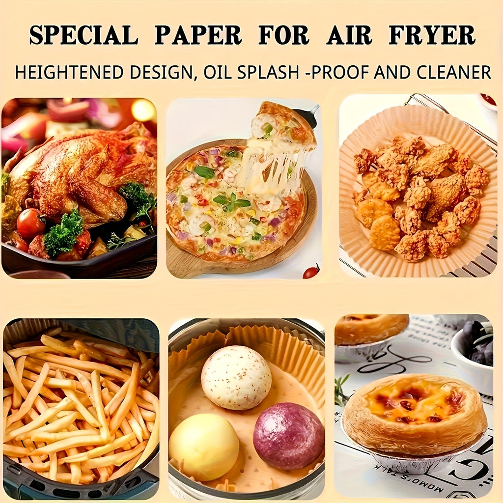 Air Fryer Liners 300pcs Round 7.9-Inch Unbleached Parchment Paper – Oil-Resistant Nonstick Baking Paper for Air Fryer, Oven, Grilling & Microwave