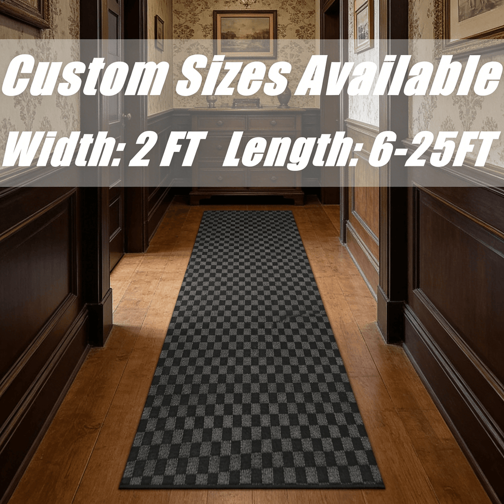 Runner Rug for Hallway Entryway Kitchen – Indoor Outdoor Non-Slip Rubber Backing, 200+ Custom Sizes, 8 Colors, Stain Resistant Low Pile Carpet Runner