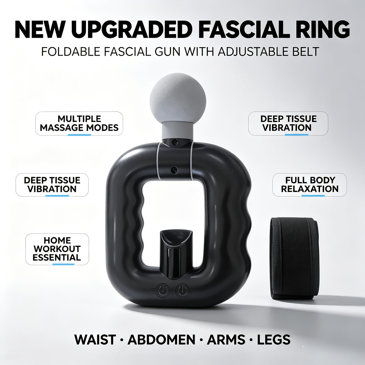 Fascia Ring Massager – Portable Multi-Function Neck Back Waist & Leg Body Massager with Adjustable Support Strap, Muscle Relaxation & Recovery Tool for Full Body Use, 3 Style Options