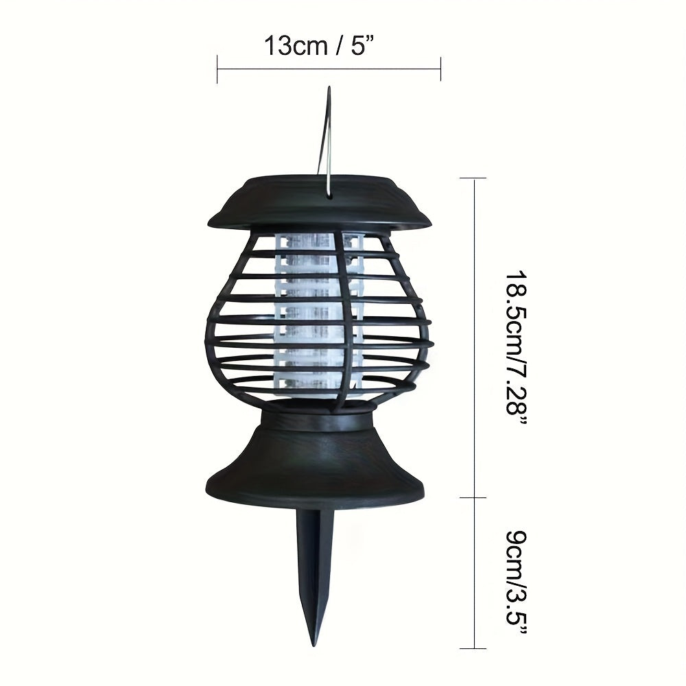 Solar UV Mosquito Killer Lamp Outdoor Electric Grid Sticky Board Dual Trap Flying Insect Killer No Power Needed for Courtyard Terrace Garden Patio Black