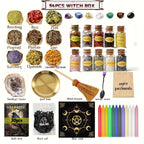 Witchcraft Supplies Kit for Spells – 94 / 130pcs Witch Box with Pink Candles, Wiccan Tools & Beginner Pagan Ritual Set | Halloween