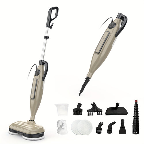 10-in-1 Steam Mop with Rotating Pads, 1500W & Steam Blaster Technology – 3 Steam Modes, LED Headlights, Swivel Head, 230 Scrubs/Min Spin Mop for Hard Floor, Laminate & Marble, 9 Accessories Included