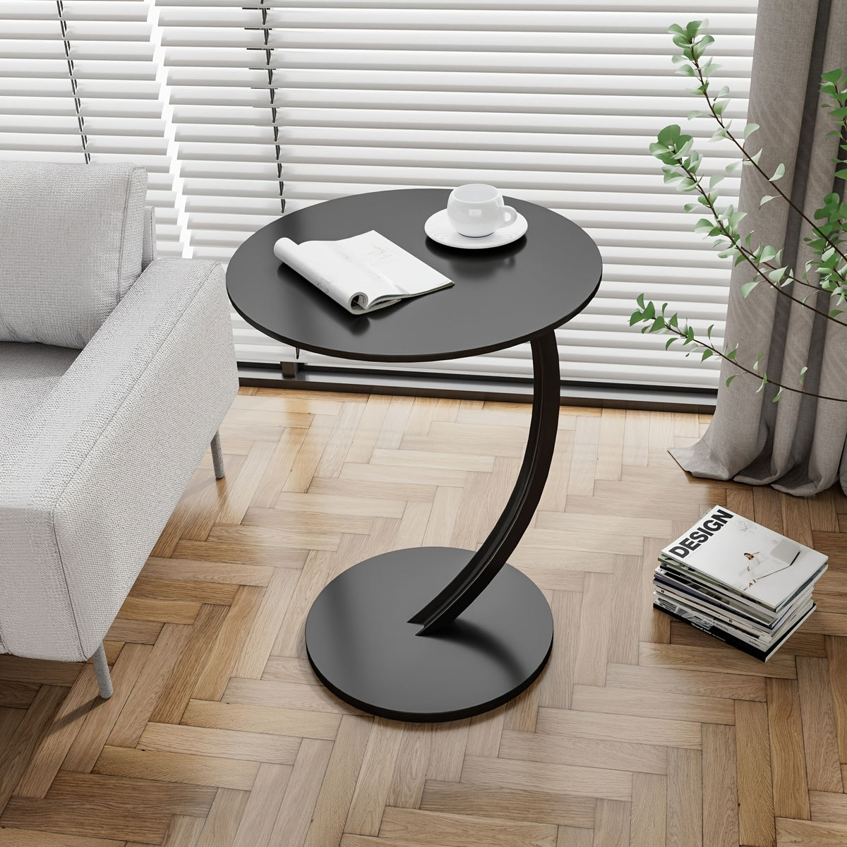 Solid Wood Round Coffee Table – Modern Double-Layer Sofa Side Table for Living Room Bedroom Balcony, Lightweight Luxury Design, White & Black