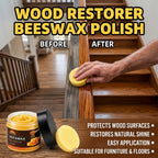 Wood Beeswax Protector Polish with Polishing Sponge – Non-Greasy Formula Boosts Gloss & Durability for Cabinets, Stairs, Cutting Boards & Hardwood Furniture