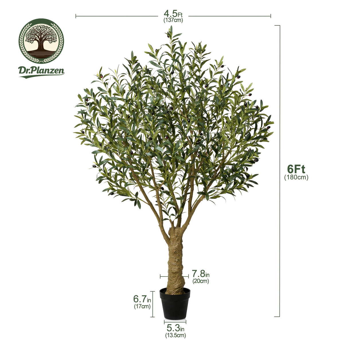 Artificial Olive Tree with Black Planter 5 6 7 8ft UV Resistant Faux Olive Plant Silk Leaves Mediterranean Indoor Outdoor Decor Living Room Office Bedroom Gift