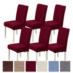 Dining Chair Covers Set of 6 Small Leaf Pattern Thickened Polyester-Spandex Elastic Slipcovers – Machine Washable, Pet Friendly, 6 Colors, One-Piece Design for Home & Restaurant