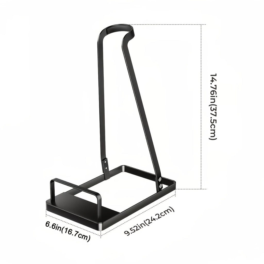 Vacuum Cleaner Storage Stand with Open Shelf – Freestanding Handheld Vacuum Organizer Rack for Stick Vacuums & Accessories, Space-Saving Floor Stand, Black & White