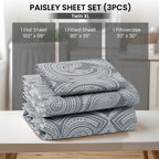 Paisley Bed Sheet Sets Queen King Twin Full Cal King – Soft Brushed Microfiber Deep Pocket Fitted Sheet & Pillowcases, Wrinkle Free