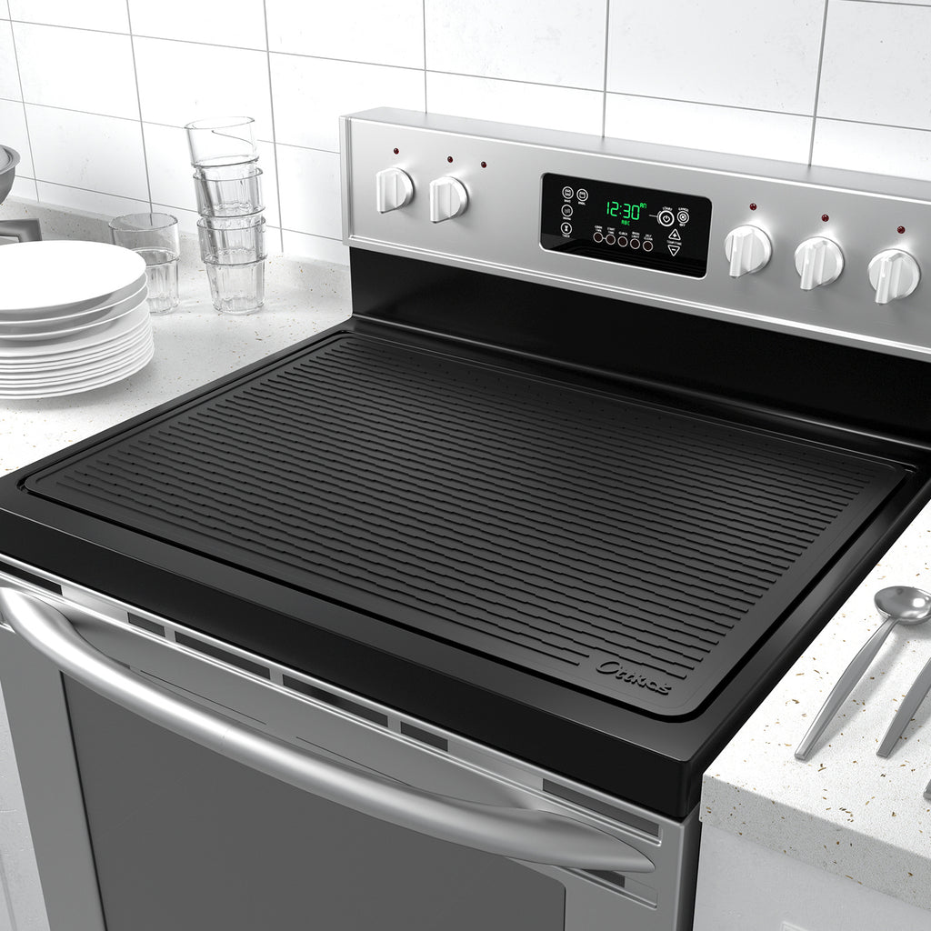 Silicone Stove Top Cover and Dish Drying Mat 30x21 Inch - Anti-Slip Thick Protective Mat for Glass and Electric Cooktops, Countertops and Washer Dryer - Heat Resistant Kitchen Mat