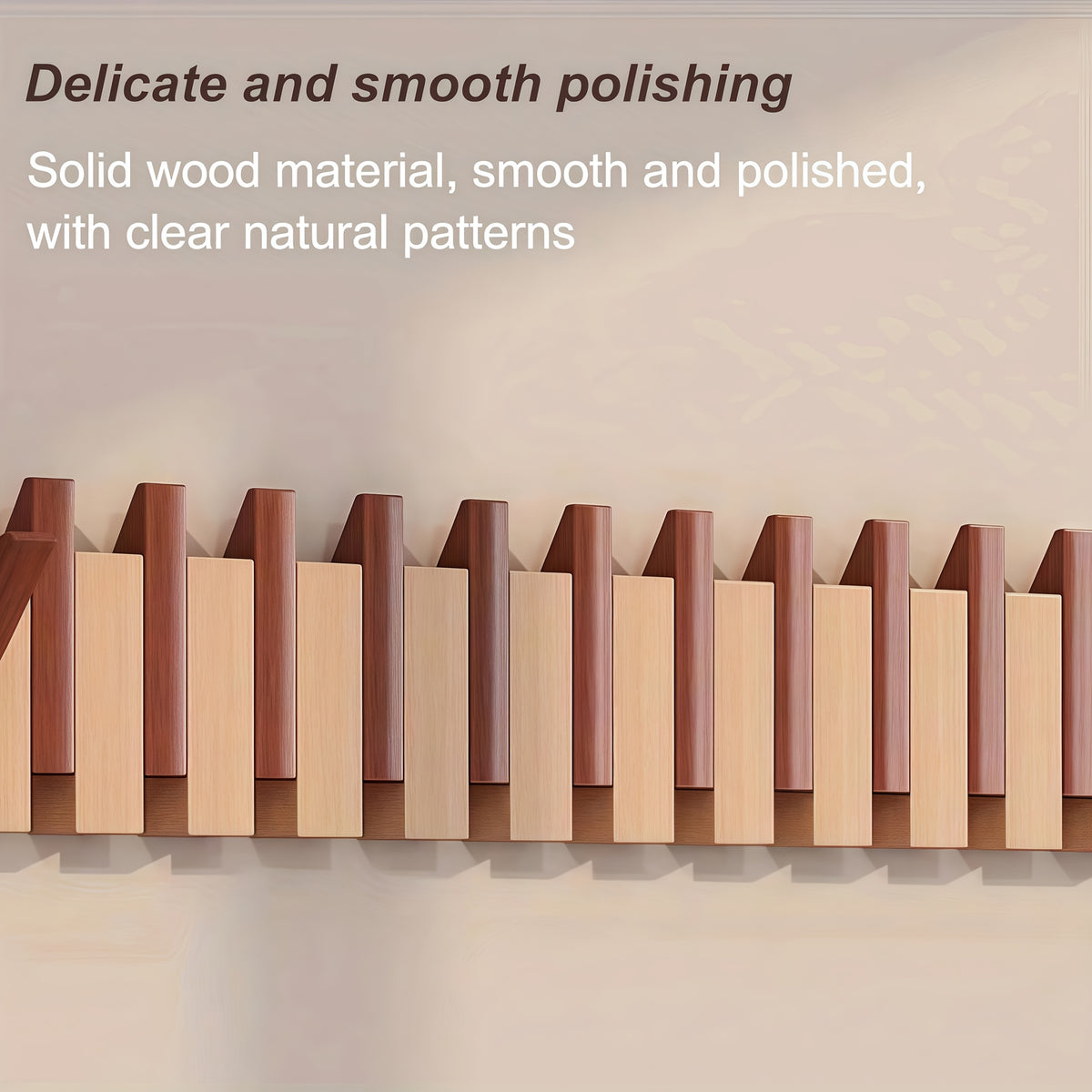 Wall-Mounted Coat Rack Natural Wood – Accordion Hook Rack for Entryway, 4/6/8/10 Hooks, Walnut & Beech Finish, Space-Saving Coat Hanger for Bedroom, Bathroom, Hallway
