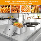 Electric Deep Fryer 6L (1.59 Gal) with Basket, Lid & Temperature Control | Countertop Stainless Steel Deep Fryer for Home Kitchen, Restaurant & Café | 120V US Plug