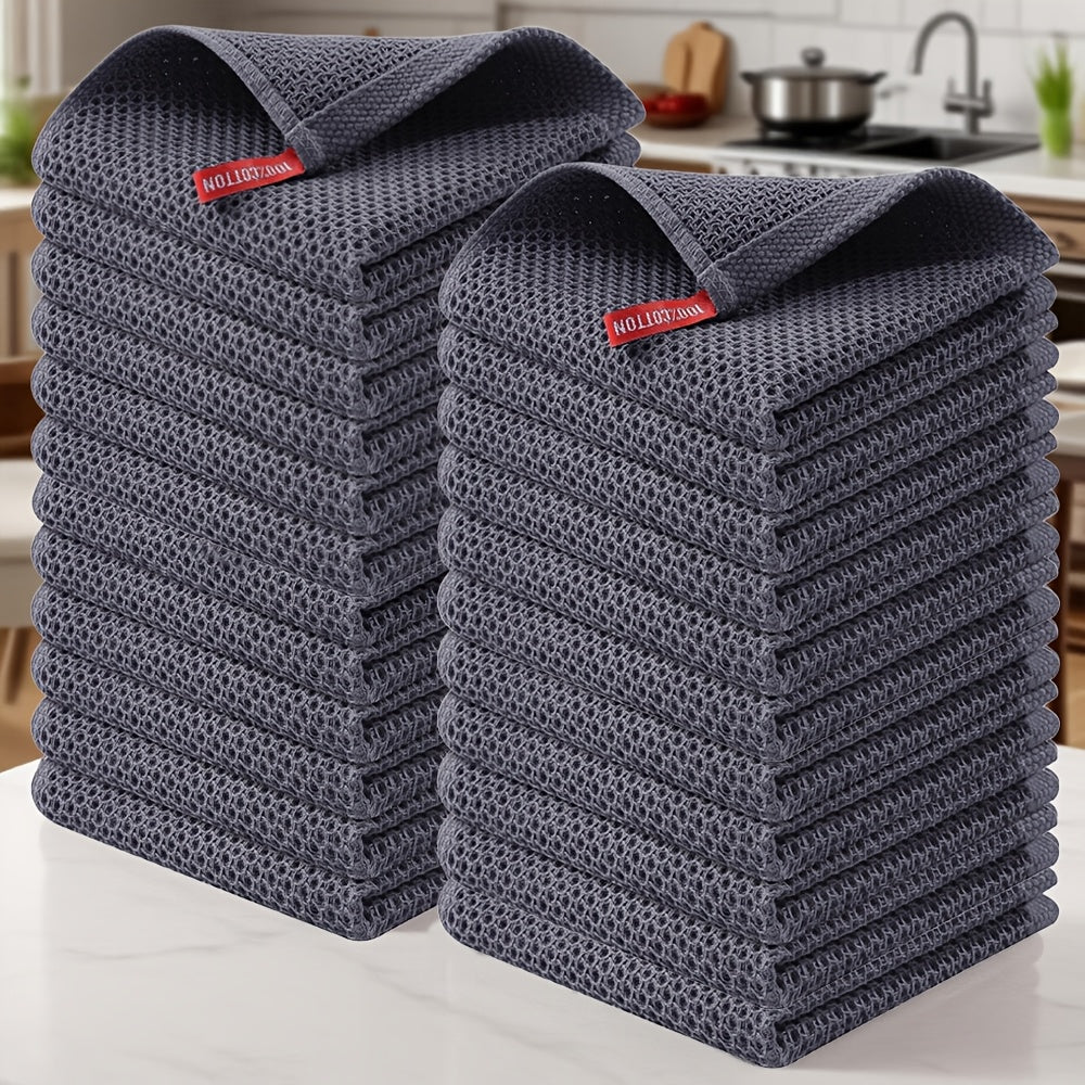 23-Piece Cotton Waffle Weave Kitchen Dish Cloths Set Absorbent Quick-Dry Dish Towels 12x12 Inch Multi-Color Options