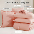 Bed in a Bag Queen 7 Piece Fluffy Comforter Set – Ultra-Soft Microfiber Bedding with Comforter, Fitted Sheet, Flat Sheet & 4 Pillowcases, Hypoallergenic Breathable All Season Bedding Gift for Her