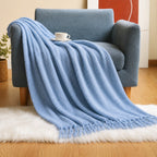 Acrylic Tassel Popcorn Texture Throw Blanket Soft Cozy for Sofa Bed Gift 8 Colors