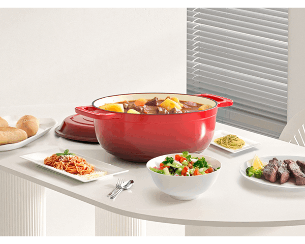 Dutch Oven 5QT 6QT 7.5QT Enameled Cast Iron Cookware with Lid Silicone Handles Oven Safe 500°F Bread Baking Stews Roasts Multiple Colors