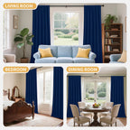 100% Blackout Curtains Rod Pocket 4 Panels - Thermal Insulated Energy Saving Drapes for Bedroom Living Room, 38" & 52" Wide 54"–108" Long, 7 Colors