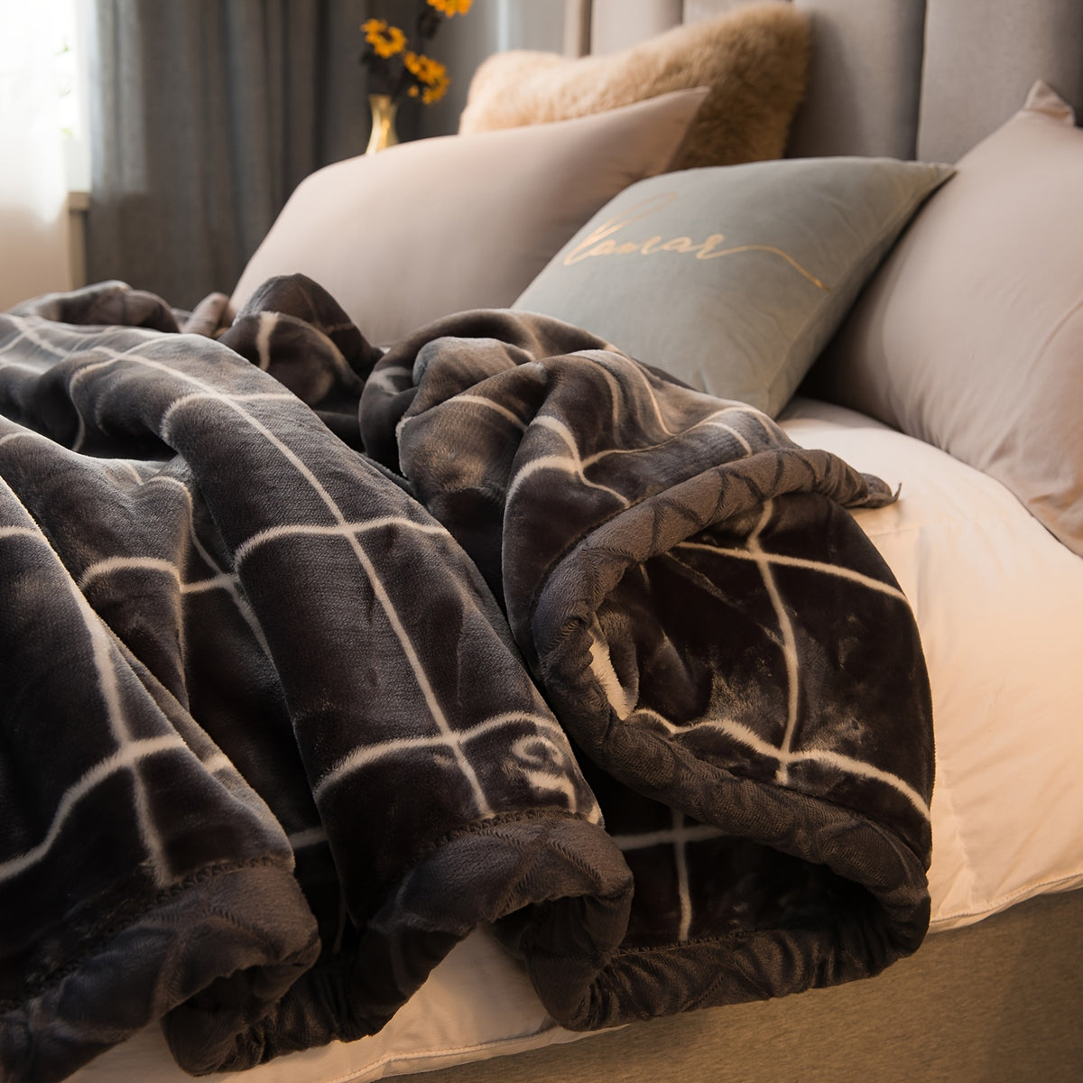 Soft Raschel Throw Blanket – 7 Colors, 2 Sizes, Cozy Knit Blanket for Home Decor, Sofa, Bed, Christmas Gift
