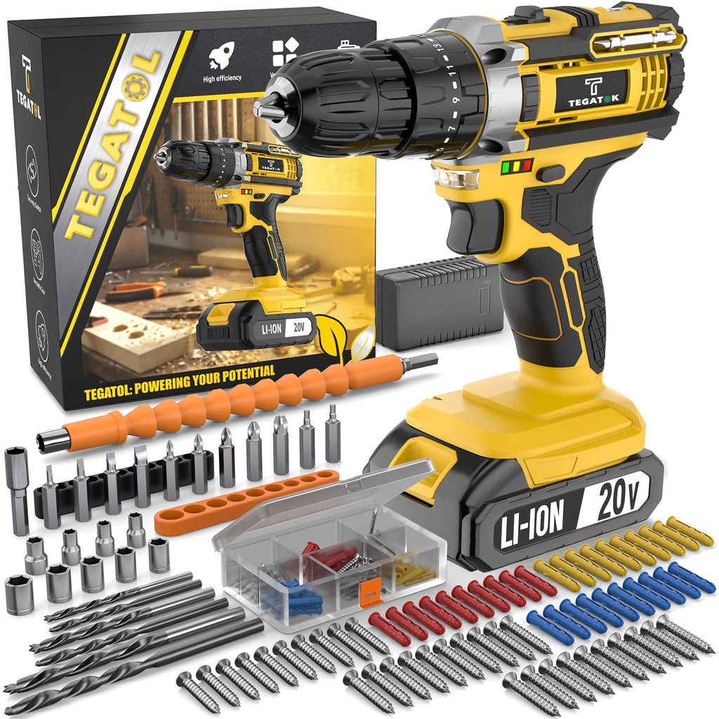 20V Cordless Drill Tool Set 30 88 136 148 Piece Electric Drill Toolbox Kit Rechargeable with Battery Hand Tools Pliers Bits for Home Repair Men Gift