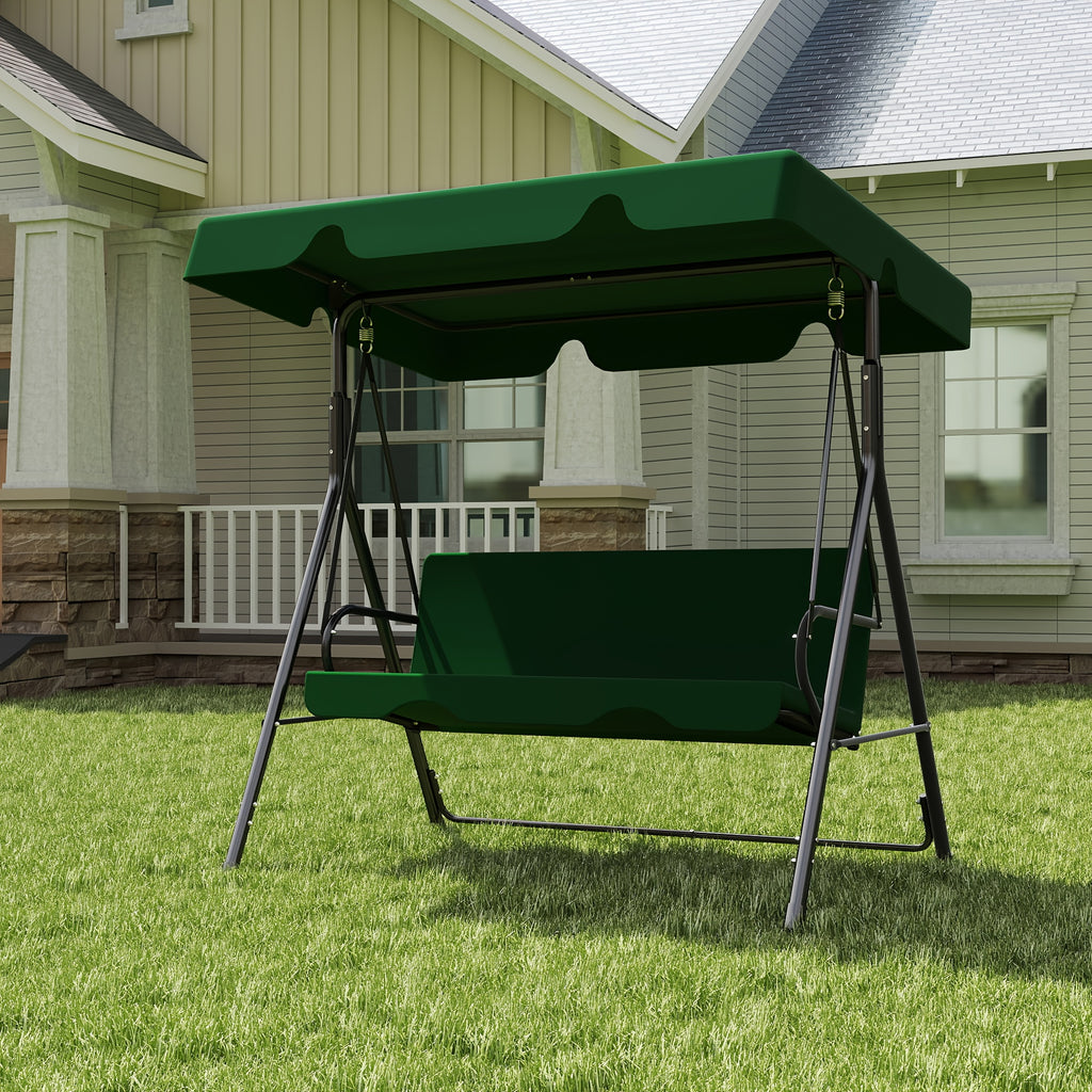 Outdoor Patio Swing Glider with Canopy & Heavy Duty Stand, Adjustable Bracket, Rust-Proof Powder Coated Frame, Sun Shade Polyester Canopy, Adult Porch Swing for Garden, Lawn and Backyard