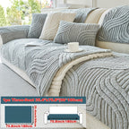 Bohemian Plush Sofa Pad Slipcover – Modern Luxury Faux Fur Non-Slip Couch Cover, All Season Machine Washable Pet Friendly Soft Seat Cushion Protector for Living Room Bedroom Office Home Decor