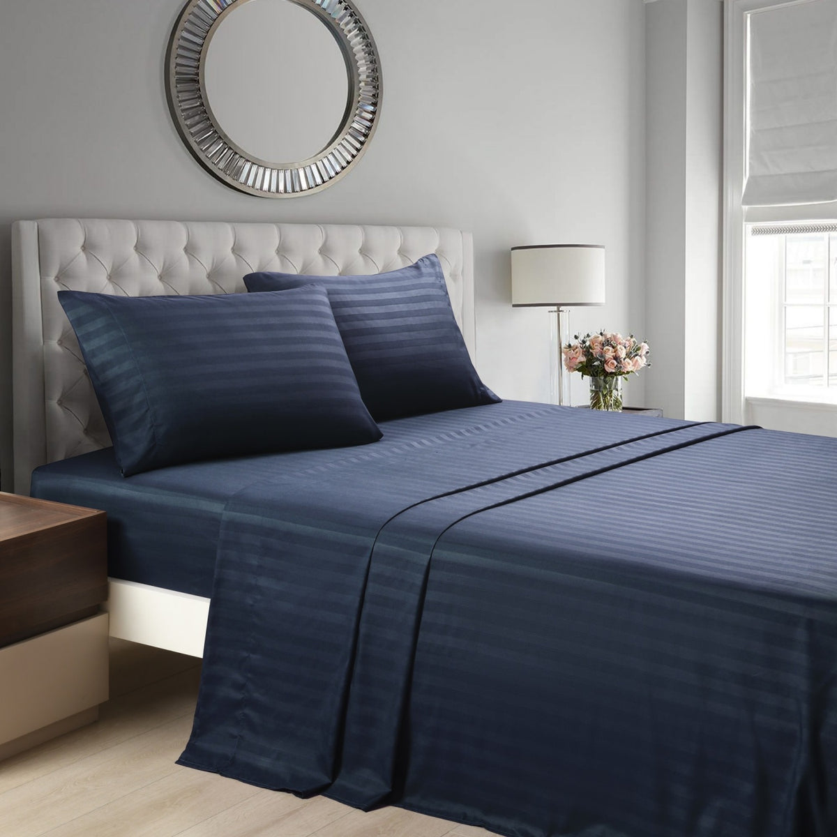 Striped Bed Sheet Set Extra Soft Breathable, Fade-Resistant Deep Pocket Fitted Sheets for Bedroom Guest Room Hotel – All Season 3/4 Piece (Flat Sheet, Fitted Sheet, Pillowcase)