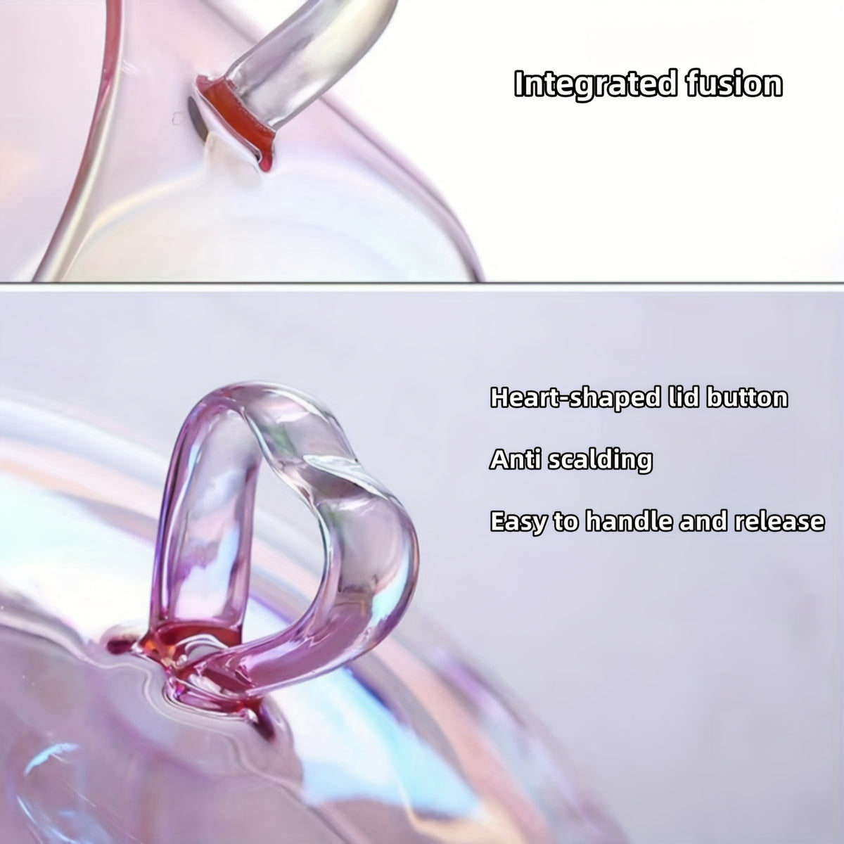 Pink Glass Cooking Pot 1500ml with Heart-Shaped Lid Boiling Stewing Multi-Function Glass Pot for Pasta Soup Congee Noodles Compatible with Electric Ceramic Stovetop