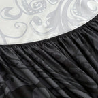 Gothic Skull Fitted Sheet Set 3-Piece – Victorian Baroque Black & Gray Skull Pattern, Deep Pocket 15", Machine Washable Hypoallergenic Bedding, Twin Full Queen King